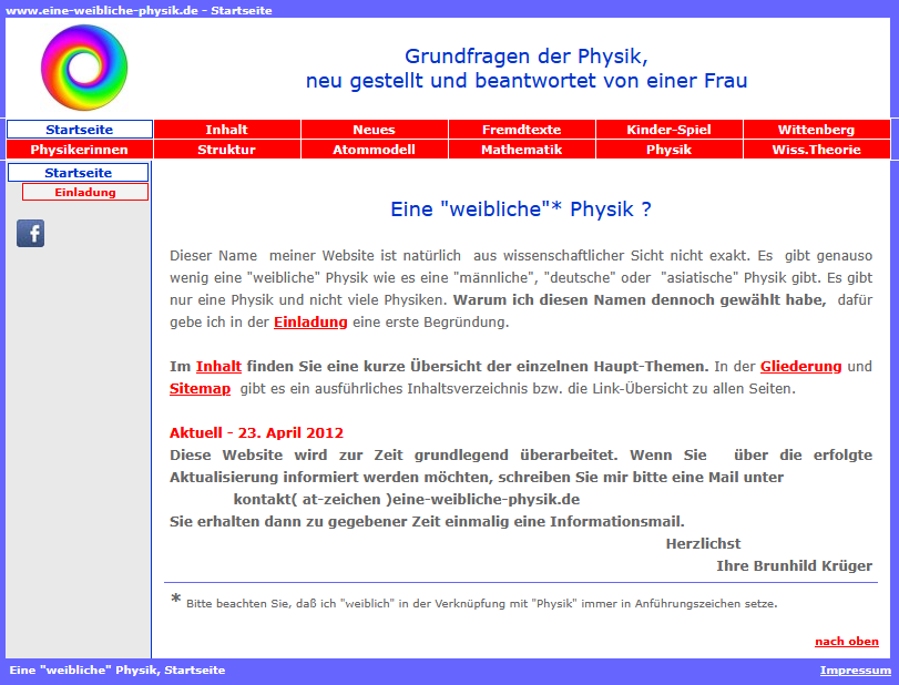 Deskprint des Textes der Startseite damals